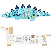 Beright 2 Pack Activity Busy Board Panels, Montessori Sensory Toys, Toddler Learning Activity Center, Perfect for Toddler Playroom & Children's Daycare, Dinosaur and Dog