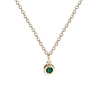 Amazon Essentials Yellow Gold Plated Brass Birthstone Solitaire Pendant Necklace, 16'' + 2'' Extender