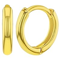 Gold Plated Classic Small Plain Huggie Hoop Earrings for Toddler Girls 8mm - Timeless and Elegant Huggies for Toddlers and Little Girls - Fashionable and Trendy Jewelry for Girls