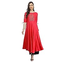 Indian 100% Cotton Red Color Dress Women Fashion Long Embroided Floral Print Plus Size
