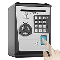 Kids Safe Bank - Piggy Bank with Password and Fingerprint Lock, Voice Money Bank, Cool and Educational Gift for Boys and Girls with Time-Stamped Log of Last Three Accesses