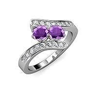 Amethyst 2 Stone Side Natural Diamonds Bypass Engagement Ring 1.98 ctw 14K White Gold