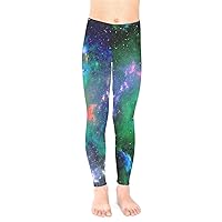 PattyCandy Galaxy Celestial and Night Sky Pattern Unisex Little & Big Kids Long Stretch Leggings,Size:2-16