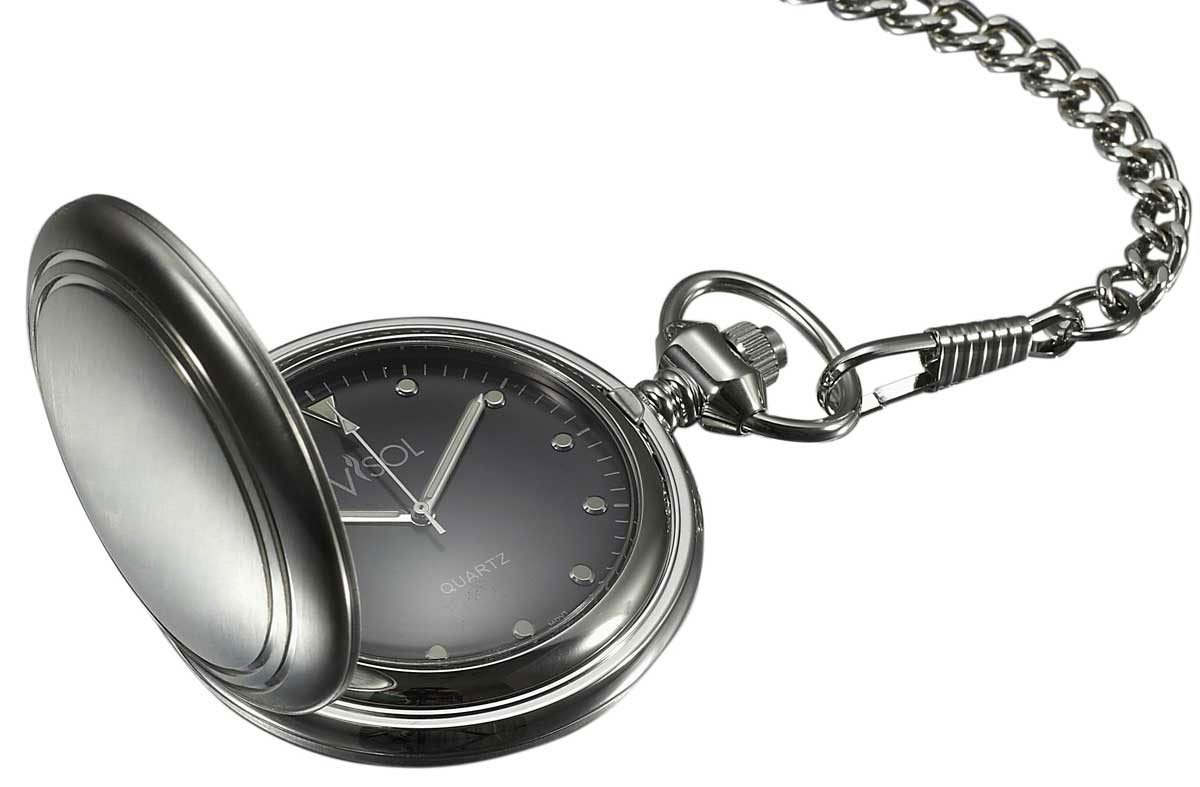Visol Lux Brushed Stainless Steel Pocket Watch