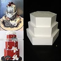 WellieSTR 3-Piece Cake Dummy Set, Polystyrene Foam -Hexagon 10, 12,14 Inches,TOTAL 24cm/9.5inches