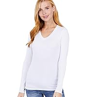 Women's Basic Long Sleeve V Neck T-Shirt Cotton Tee Top
