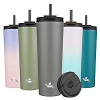 30OZ Insulated Tumbler with Lid and 2 Straws Stainless Steel Water Bottle Vacuum Travel Mug Coffee Cup,Gray