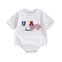 Baby Boy 4th of July Outfits Letter Short Sleeve T-Shirts Tops and Stars Shorts Independence Day Toddler Clothes
