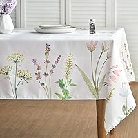 Horaldaily Spring Summer Tablecloth 52x70 Inch, Easter Watercolor Wild Flowers Blooming Floral Table Cover for Party Picnic Dinner Decor