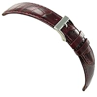 18mm Milano Genuine Leather Alligator Grain Bordeaux Tone Stitched Watch Band