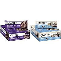Quest Double Chocolate Chunk & Dipped Cookies & Cream Protein Bars Bundle, High Protein, Gluten Free, Keto Friendly, 12 Count