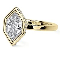 10K Solid Yellow Gold Handmade Engagement Ring 1.0 CT Marquise Cut Moissanite Diamond Solitaire Wedding/Bridal Rings for Womens/Her Proposes Gift