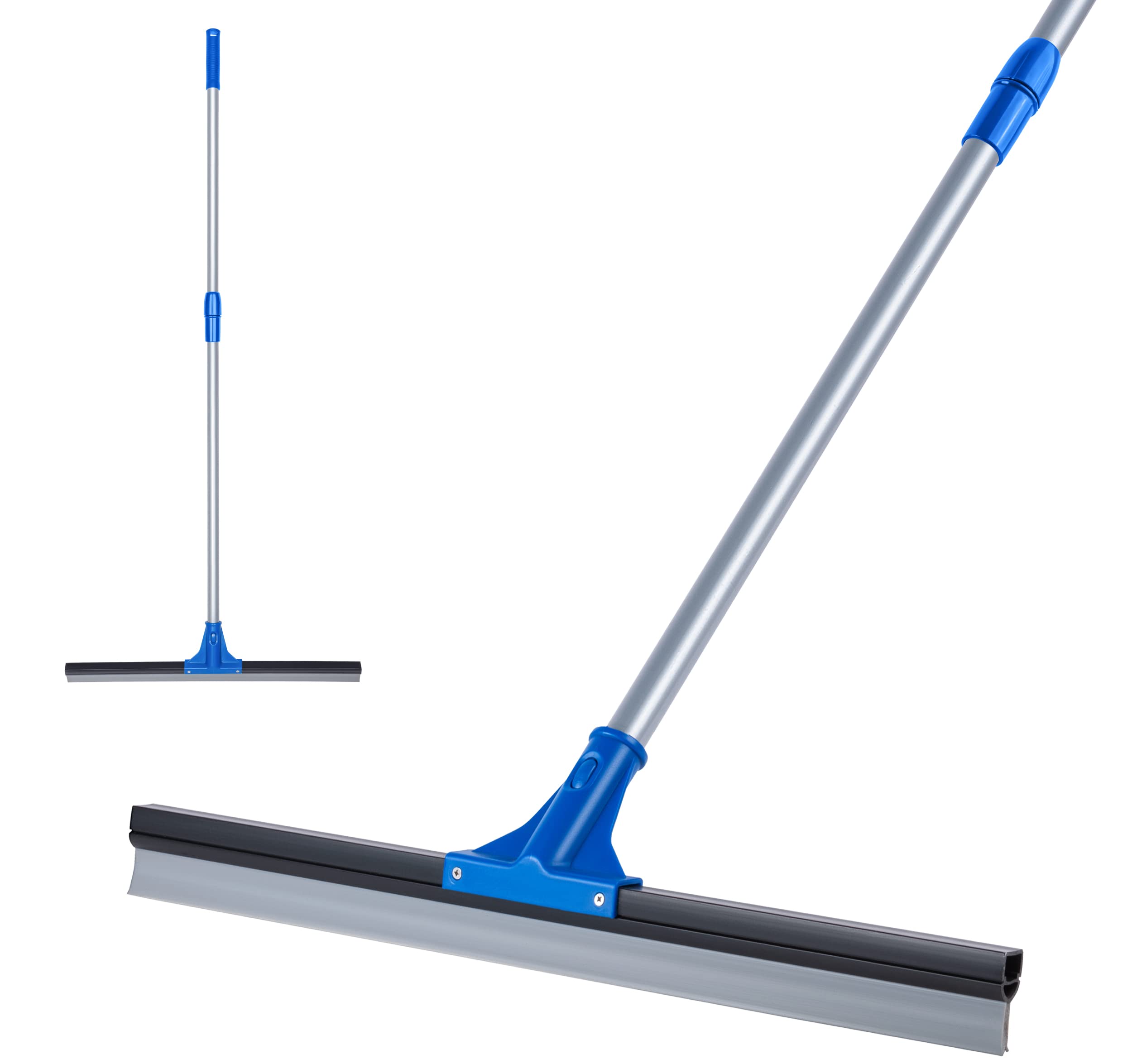 DSV Standard Professional Floor Scrubber Squeegee | Rubber Broom 75 cm (30”) Solid Natural Silicone Rubber Blade - 130 cm (51”) Long Steel Pole -Best for Shower Glass/Garage/Windshield/Window