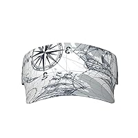 Boat Map Print Adult Sunscreen Visor Cap Empty Top Baseball Cap Sun Hat Cap Sports Visor Hat for Men Women Unisex