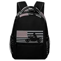 Motorcycle US Flag Unisex Laptop Backpack Lightweight Shoulder Bag Travel Daypack