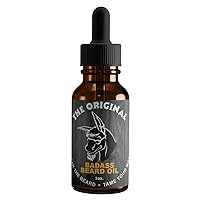 Badass Beard Care Oil For Men - The Original Scent, 1 oz - All Natural Ingredients, Keeps Beard and Mustache Full, Soft and Healthy