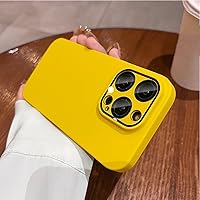 Solid Color Matte Hard Case for iPhone 12 13 14 Pro Max Plus Camera Film Protector for iPhone 15 Pro Max 15 Plus Case Cover,Yellow,for iPhone 14 Plus