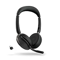 Evolve2 65 Flex Wireless Stereo Headset - Bluetooth, Noise-Cancelling ClearVoice Technology & Hybrid ANC - Works with All Leading UC Platforms Such As Zoom & Google Meet - Black