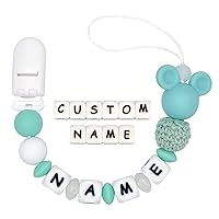 Personalized Pacifier Clip with Name Customizable Mouse (GreenW)