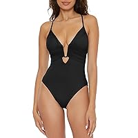 BECCA Women's Standard Color Code One Piece Swimsuit, Plunge Neck, Bathing Suits