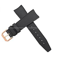 22mm Black Rubber Carbon Fiber Pattern Watch Strap Gold Buckle Band Fits for IWC Vintage Aquatimer Family