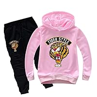 Unisex Kids Tiger Print Pullover Hoodie and Sweatpants Set-Long Sleeve Hooded Tops Sweatshirts for Teen Boys Girls