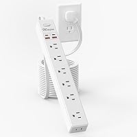 15 Ft Power Strip Surge Protector - 7 Outlets 4 USB Ports (2 USB C), Maxpw Ultra Thin Flat Extension Cord & Flat Plug, 1700 Joules, Wall Mount, Desk Charging Station for Home Office Dorm, White