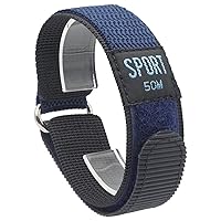Hook & Loop Nylon Sport Watch Band-Waterproof Outdoor Watch Strap for Men or Women-Choice of Color & Width (18mm, 20mm, 22mm)