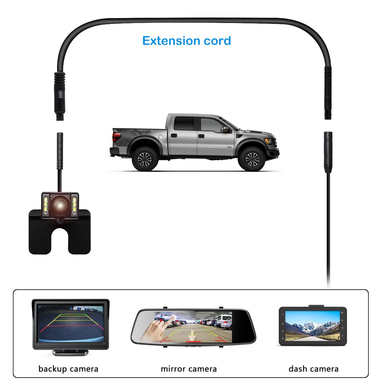 4 Pin 6.5 Ft Dash Cam Rear View Backup Camera Reverse Car Recorder Cable Extension Cord (4 pin 6.5ft)