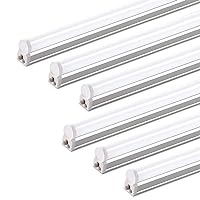 (6 Pack) LED T5 Integrated Single Fixture, 4FT, 2200lm, 6500K Super Bright White, 20W Utility LED Shop Light, Ceiling and Under Cabinet Light, Corded Electric with ON/Off Switch, ETL Listed