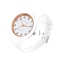 Ultra-thin watch jelly watch silicone band watch ladies unisex fashion watch wristwatch analog 30m waterproof student birthday, summer vacation, summer, thanksgiving and other holidays, wht, Simple
