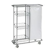 WENKO 3 Tier Rolling Cart with Removable Storage Bag, Utility Cart Made of Steel, Rolling Storage Cart in Grey, Bathroom, Kitchen Organizer, Capacity 7.4 Gal, 7.9 x 22.8 x 31.5 inch
