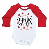 Aunt Long Sleeve Raglan Baby Onesie/AUNTIE WAS HERE/Unisex Bodysuit