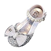 Fashion Summer Girls Sandals Dress Performance Dance Shoes Sequin Pearl Mesh Bow Buckle Princess Girl Sandals Size 4