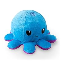 TeeTurtle - The Original Reversible Octopus Plushie - Purple + Blue - Cute Sensory Fidget Stuffed Animals That Show Your Mood, Angry Blue + Happy Purple, 4 inch