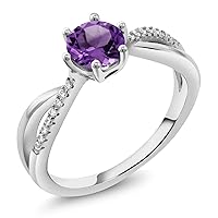 Gem Stone King 925 Sterling Silver Purple Amethyst Infinity Ring For Women (0.94 Cttw, Round 6MM, Gemstone Birthstone, Available In Size 5, 6, 7, 8, 9)