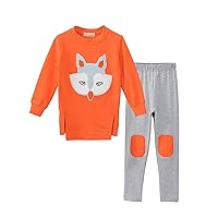 Kids and Teens Pattern Sweatshirt Two-Piece Cartoon Leggings Suit Children's Girls Girls Outfits&Set Baby Shower Mom Outfit (Orange, 13-14 Years)
