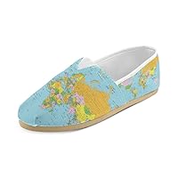 Unisex Shoes World Map Casual Canvas Loafers for Bia Kids Girl Or Men