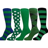 Men's Patrick's Day Irish Color Various Green Dress Socks(5 Pairs)