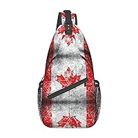 Sling Backpack,Travel Hiking Daypack Canada Flag Print Rope Crossbody Shoulder Bag