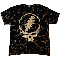 Grateful Dead T-Shirt Distressed Stealie Logo Black Crinkle Tie Dye Tee