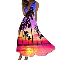 Sun Dresses Women Summer Casual Summer Sundress Sleeveless Halter Neck Spring Boho Elastic Waist Ruffle Maxi Dresses 2024