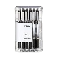 TUL Gel Pens, Retractable, Medium Point, 0.7 mm, Gray Barrel, Black Ink, Pack Of 12