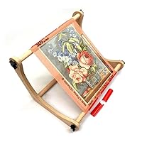 Nurge Adjustable Embroidery Table Stand, Cross Stitch Hoop Stand for Lap or Table Top Cross Stitch or Tapestry , Embroidery Hoop Holder. Hand Polished Natural Wood 190-3 ( 30cm )