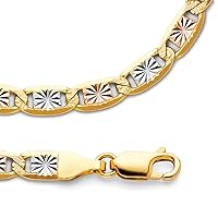 14k Yellow White Rose Gold Necklace Solid Chain Star Diamond Cut Tri Color 4.8 mm 24 inch