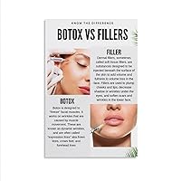 The Difference between Botox Vs Dermal Fillers Poster Plastic Surgery Infographic Art Painting Poste Canvas Painting Wall Art Poster for Bedroom Living Room Decor 24x36inch(60x90cm) Unframe-style