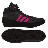 adidas Men's HVC Wrestling Shoes, Black/Charcoal/Hot Pink, 8