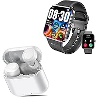 TOZO S4 AcuFit One Smartwatch Bluetooth Talk Dial Fitness Tracker Black + T6mini Wireless Earbud Bluetooth 5.3 Headset New Upgrade White