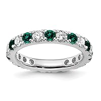 3.26mm 14k White Gold Lab Grown Diamond SI1 SI2 G H I and Created Alexandrite Eternity Band Ring Size 7.00 Jewelry Gifts for Women