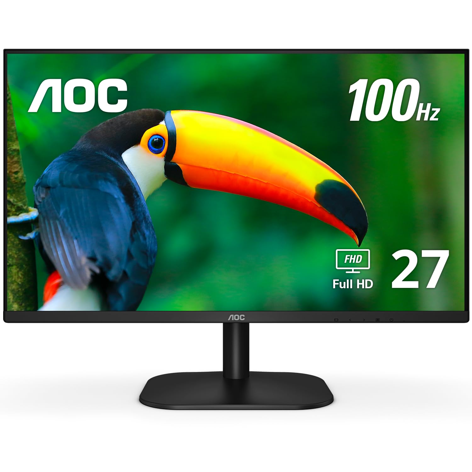 AOC 27B2H2 27” Frameless IPS Monitor, FHD 1920x1080, 100Hz, 101% sRGB, for Home and Office, HDMI and VGA Input, Low Blue Mode, VESA Compatible,Black